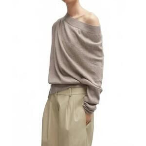 NEW CORDERA merino wool off shoulder sweater in taupe